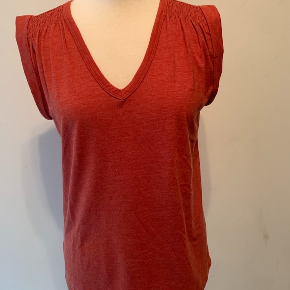 Loft Burnt Orange V Neck Tee, XS